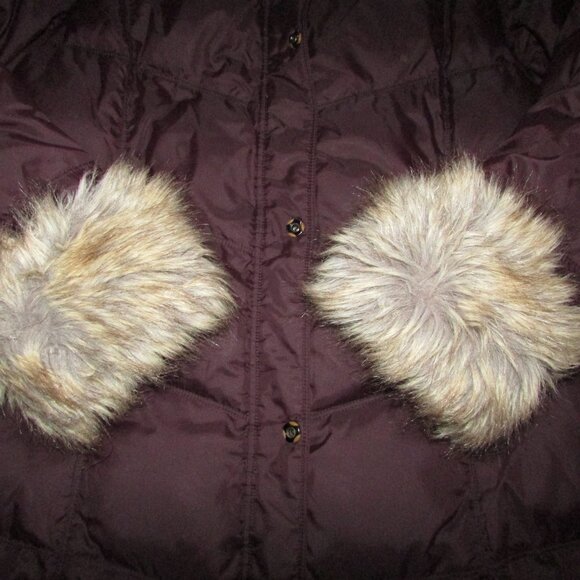 Maroon Brown Down Long Winter Puffer Coat - XL - Picture 7 of 15